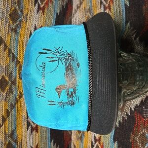 Vintage 80s Minnesota Souvenir Teal/Black Silk Screened Snapback